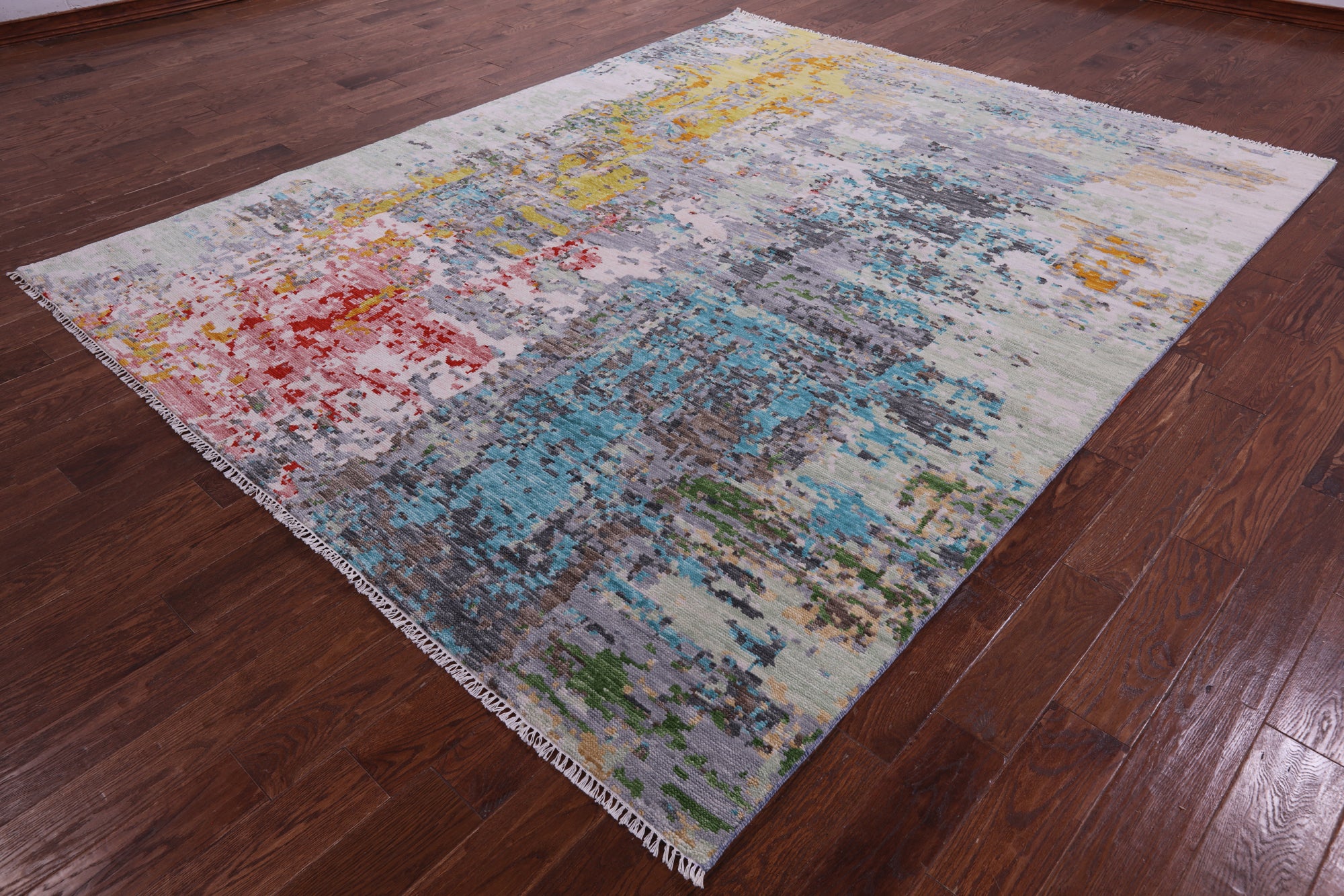 Abstract Contemporary Hand Knotted Wool Rug - 8' 0" X 10' 0" - Golden Nile