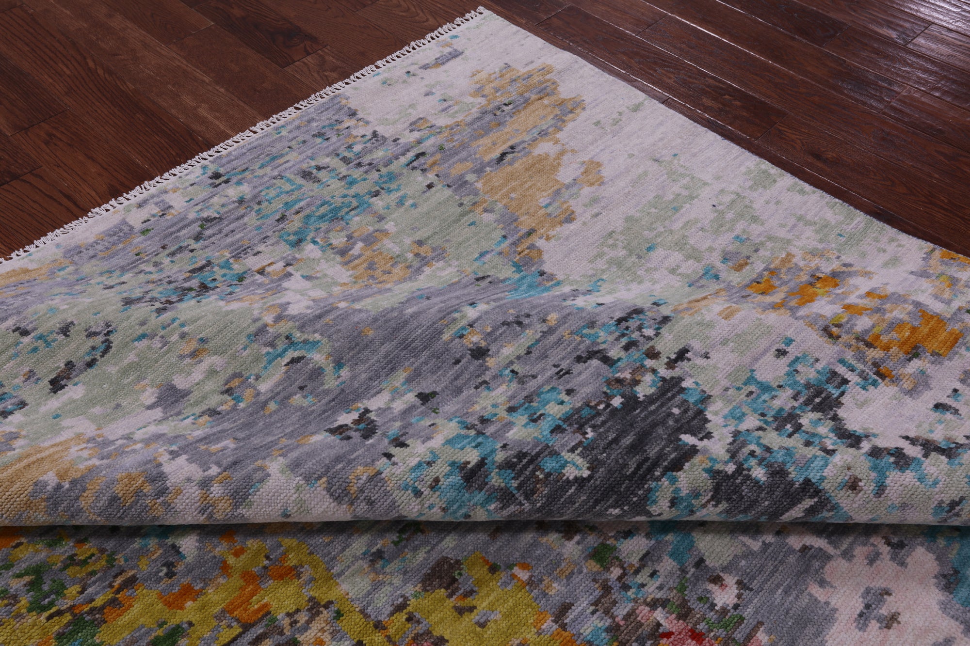 Abstract Contemporary Hand Knotted Wool Rug - 8' 0" X 10' 0" - Golden Nile