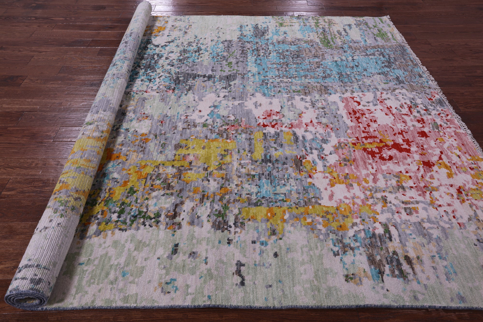 Abstract Contemporary Hand Knotted Wool Rug - 8' 0" X 10' 0" - Golden Nile
