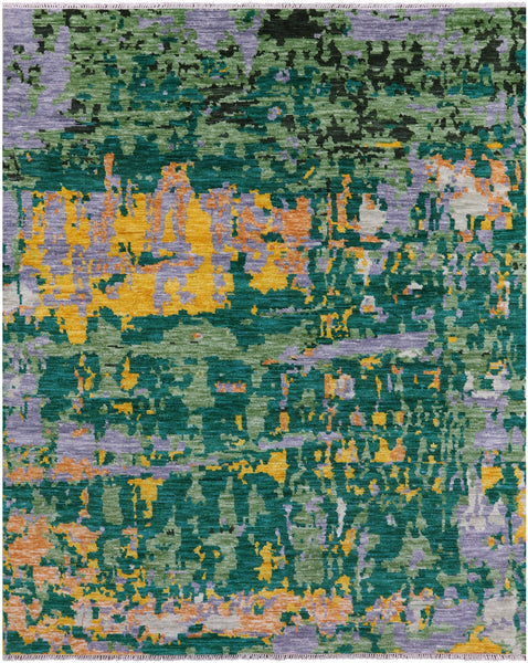 Abstract Contemporary Hand Knotted Wool Rug - 7' 11" X 9' 9" - Golden Nile