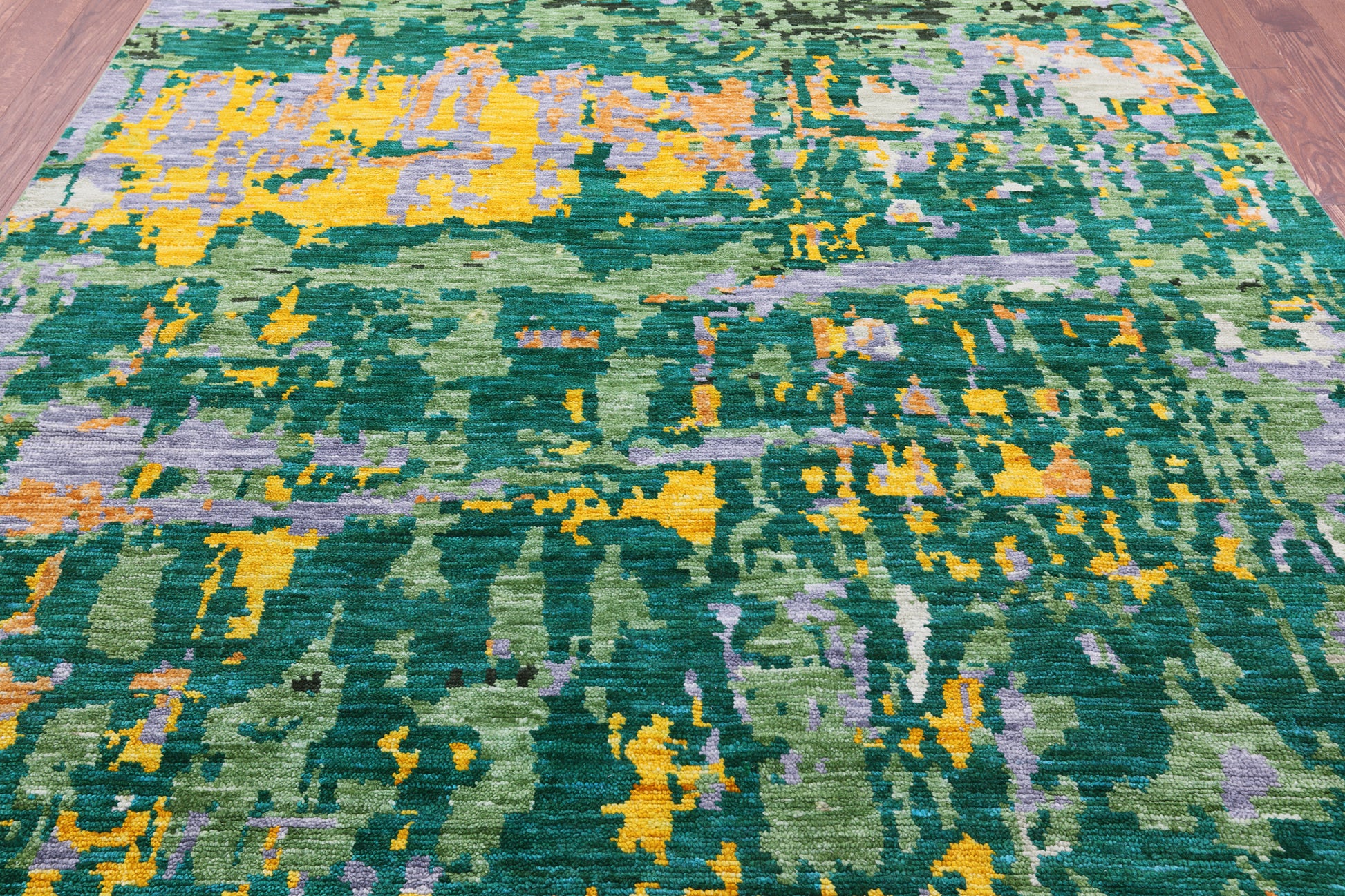 Abstract Contemporary Hand Knotted Wool Rug - 7' 11" X 9' 9" - Golden Nile
