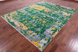 Abstract Contemporary Hand Knotted Wool Rug - 7' 11" X 9' 9" - Golden Nile