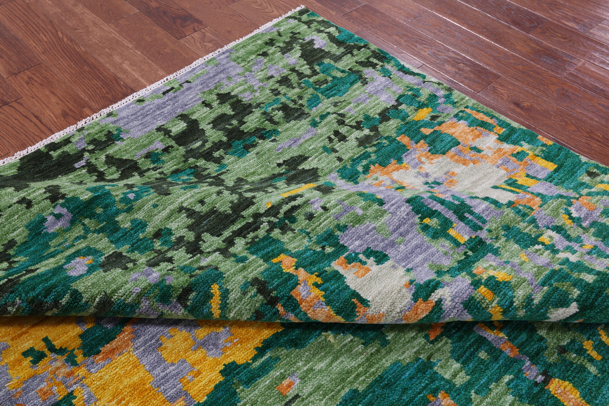 Abstract Contemporary Hand Knotted Wool Rug - 7' 11" X 9' 9" - Golden Nile