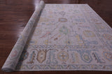 Grey Turkish Oushak Handmade Wool Rug - 12' 2" X 18' 2" - Golden Nile