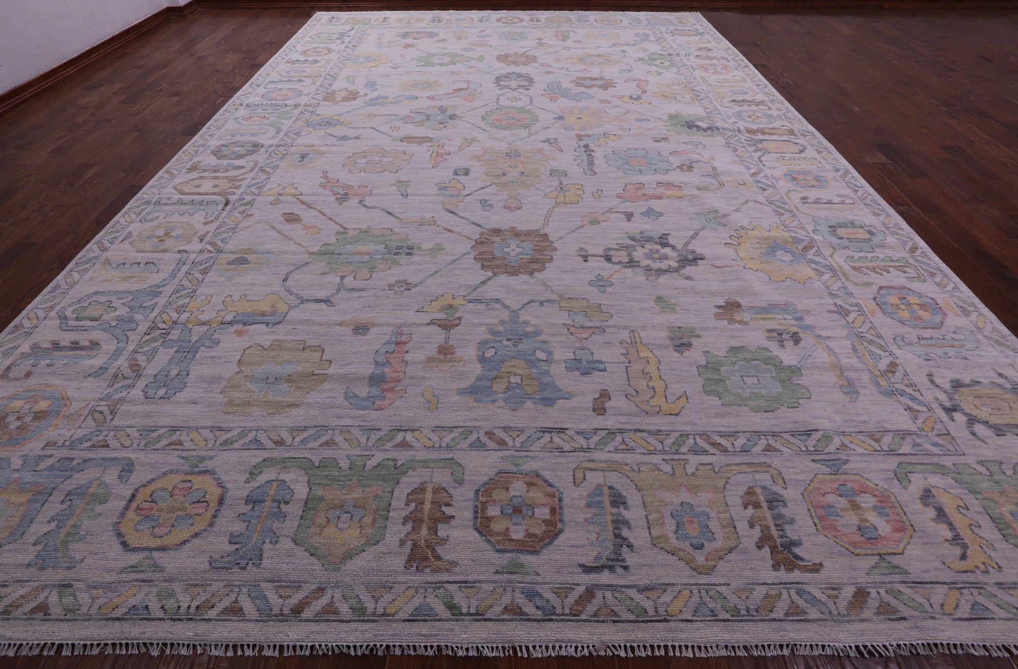 Grey Turkish Oushak Handmade Wool Rug - 12' 2" X 18' 2" - Golden Nile