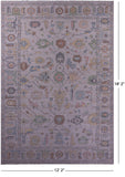 Grey Turkish Oushak Handmade Wool Rug - 12' 2" X 18' 2" - Golden Nile