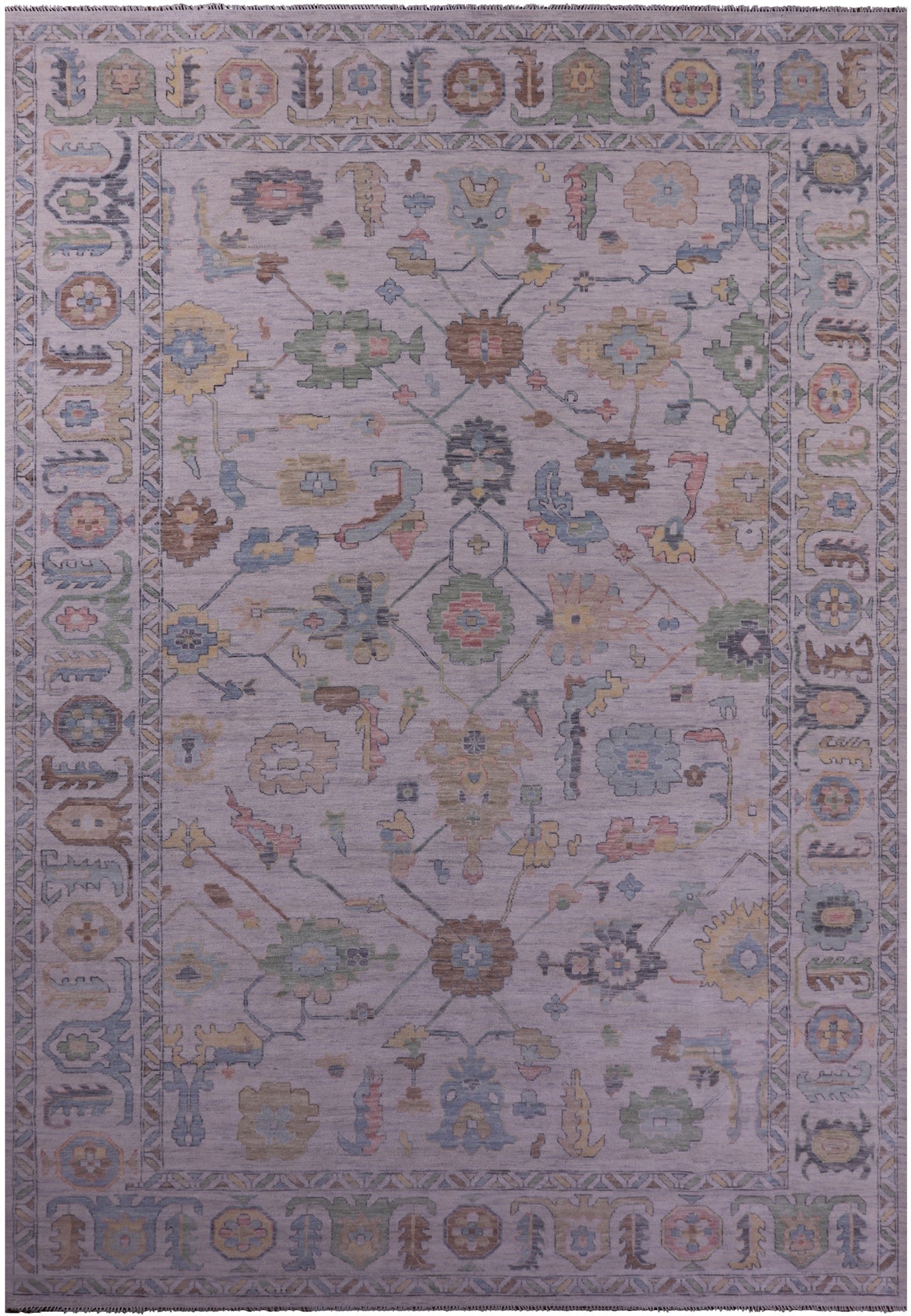 Grey Turkish Oushak Handmade Wool Rug - 12' 2" X 18' 2" - Golden Nile