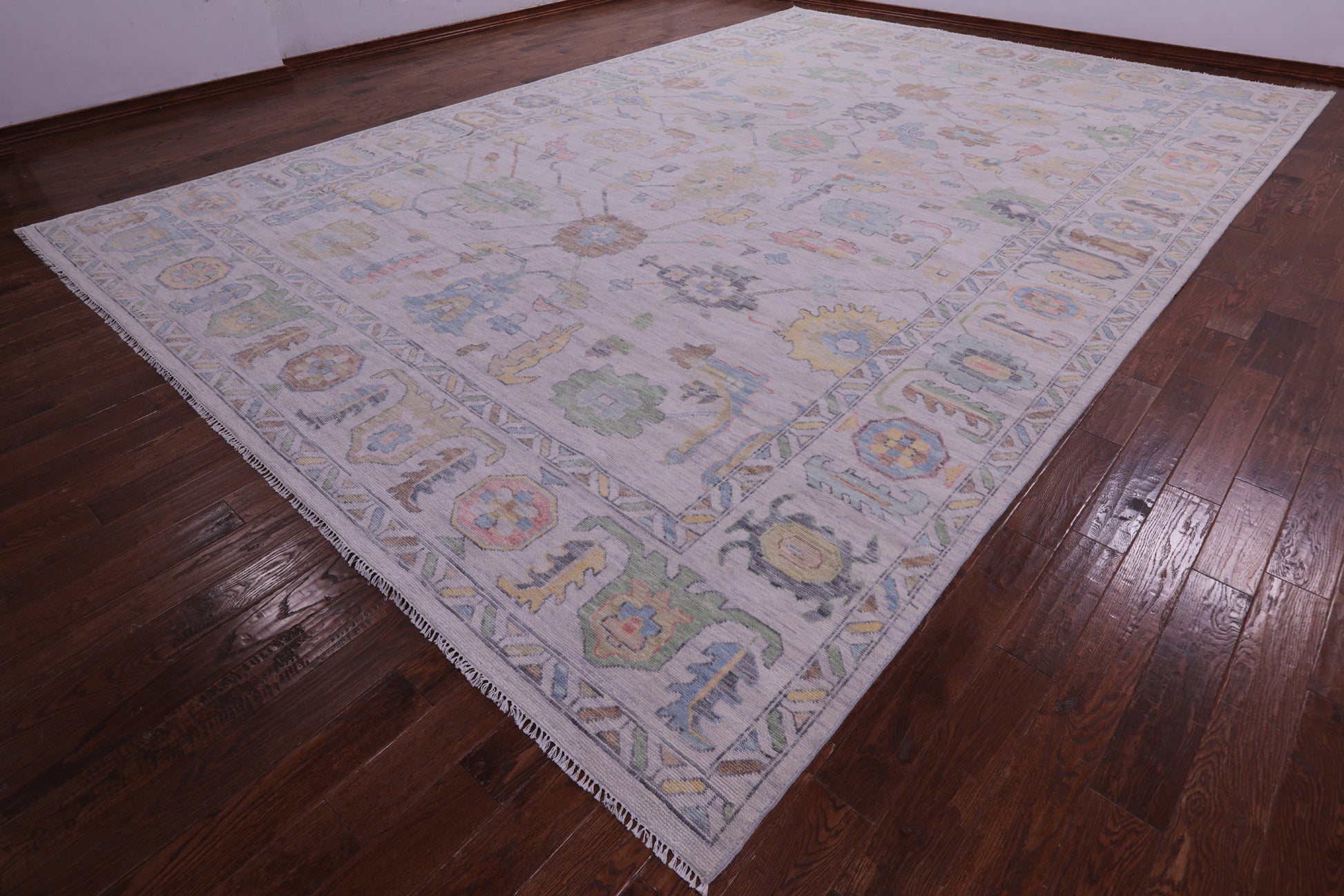 Grey Turkish Oushak Handmade Wool Rug - 12' 2" X 18' 2" - Golden Nile