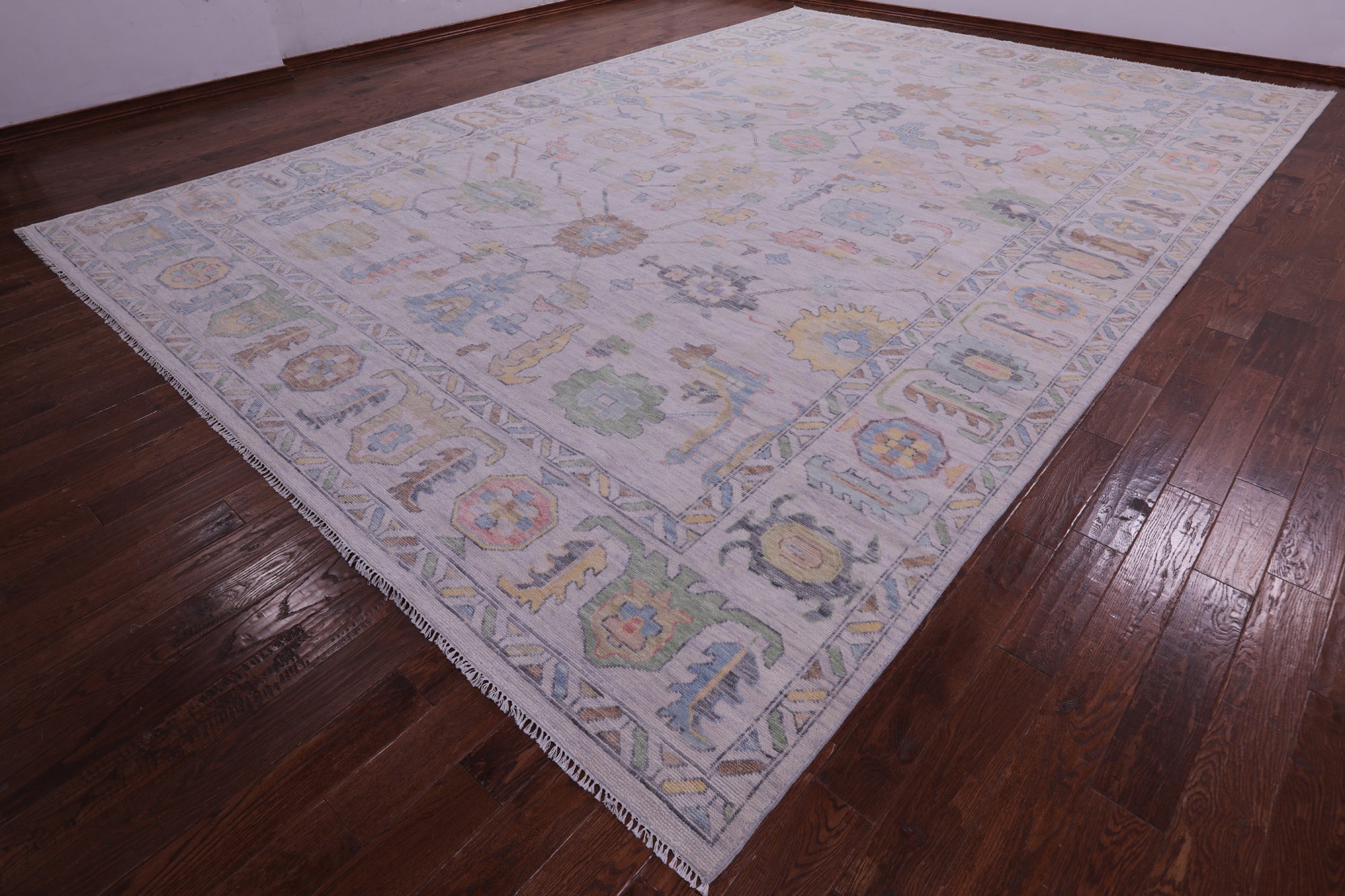 Grey Turkish Oushak Handmade Wool Rug - 12' 2" X 18' 2" - Golden Nile