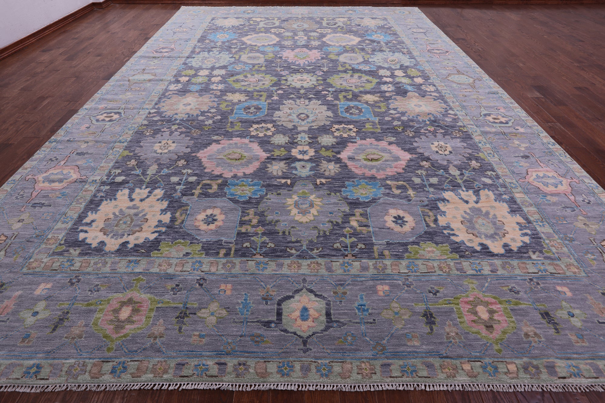 Grey Turkish Oushak Handmade Wool Rug - 12' 1" X 18' 2" - Golden Nile