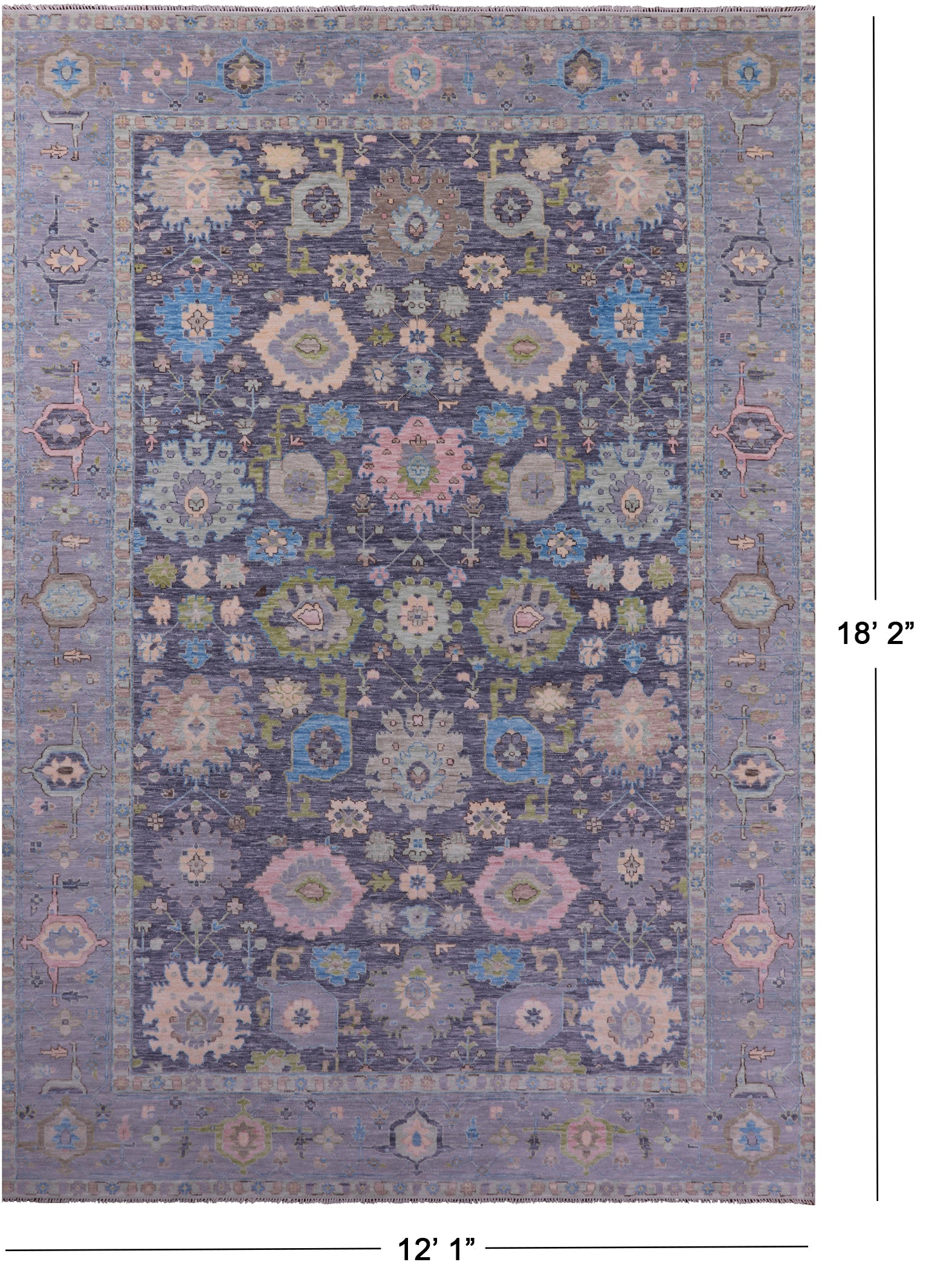 Grey Turkish Oushak Handmade Wool Rug - 12' 1" X 18' 2" - Golden Nile
