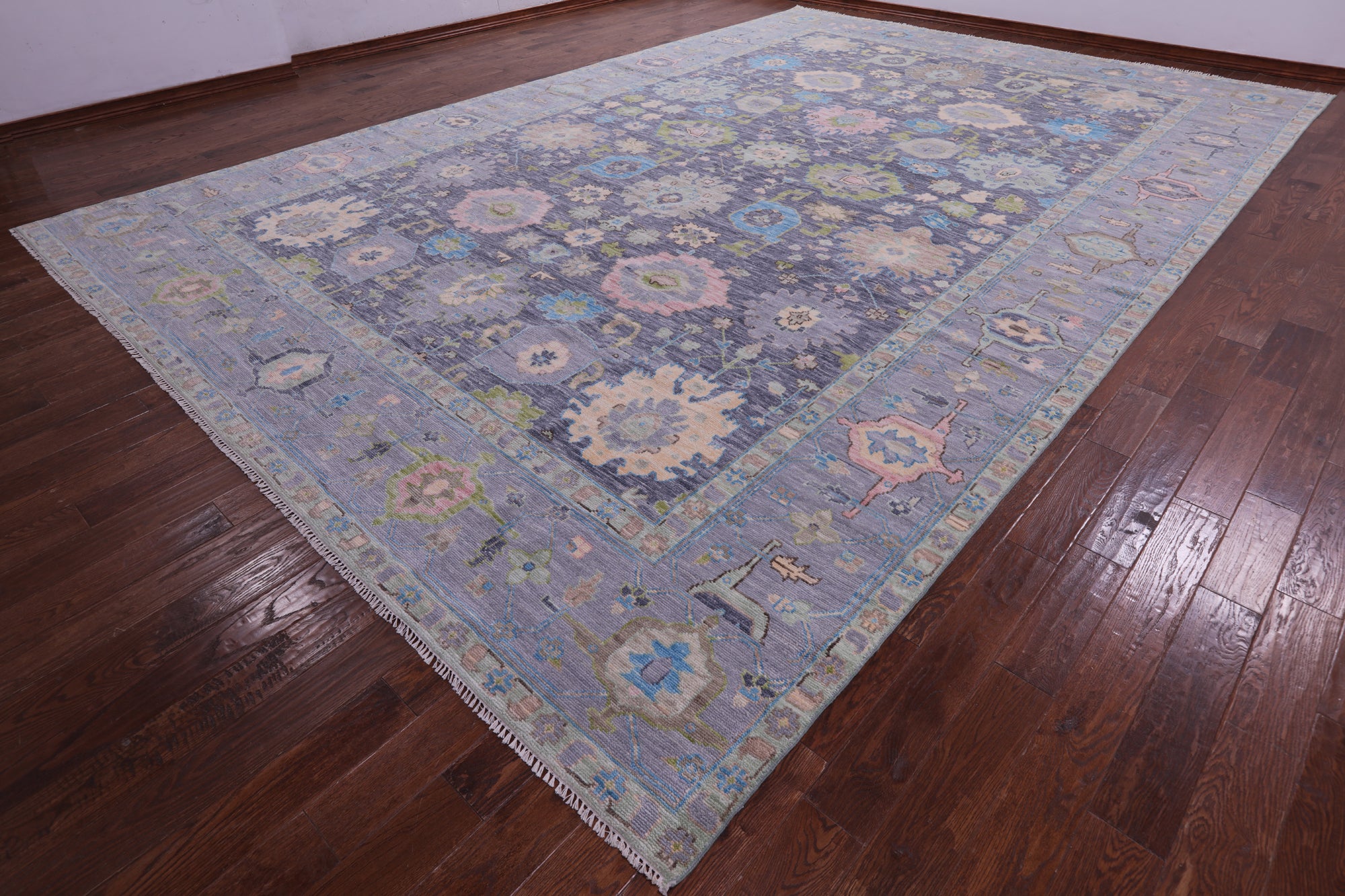 Grey Turkish Oushak Handmade Wool Rug - 12' 1" X 18' 2" - Golden Nile