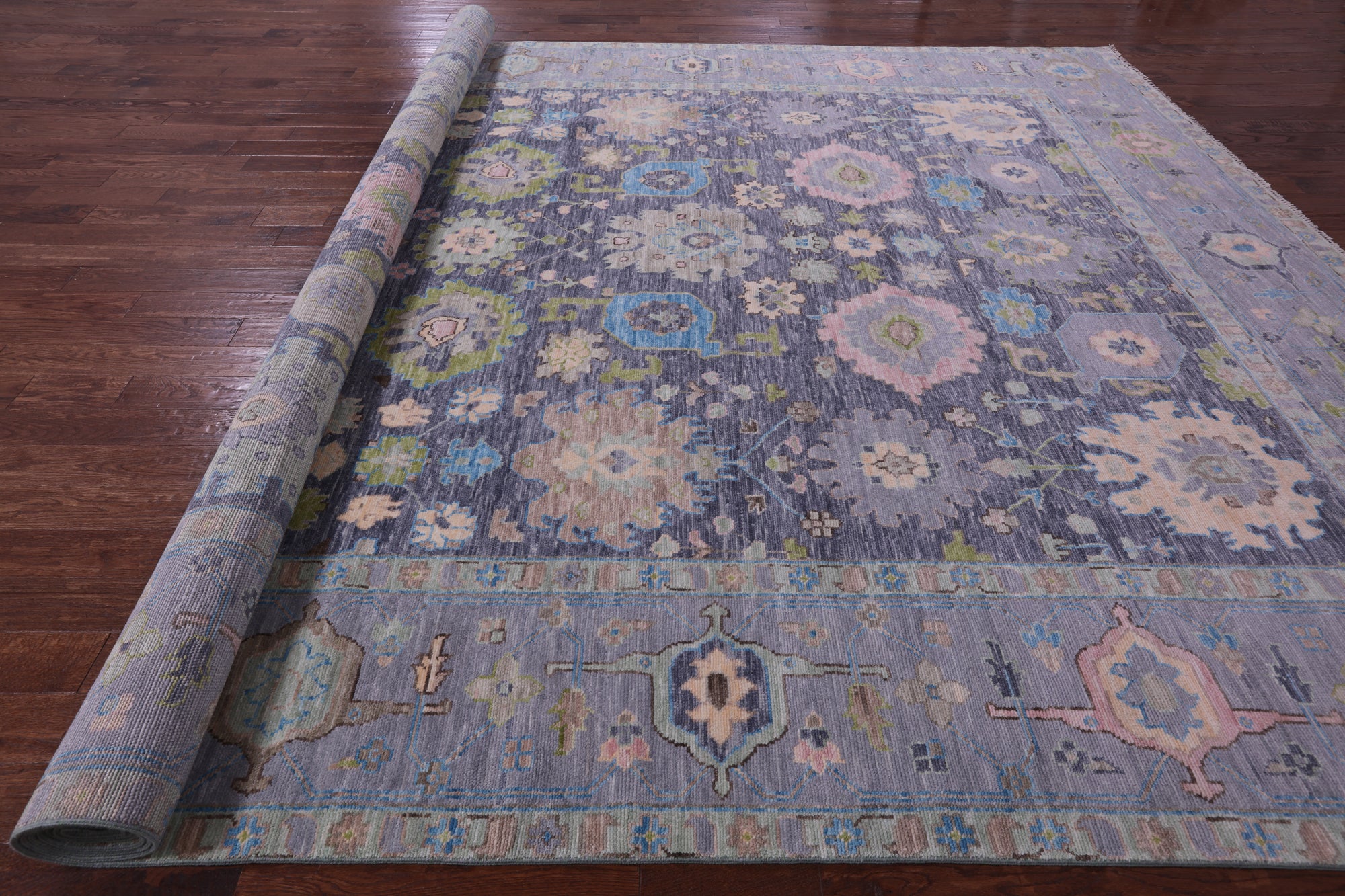Grey Turkish Oushak Handmade Wool Rug - 12' 1" X 18' 2" - Golden Nile