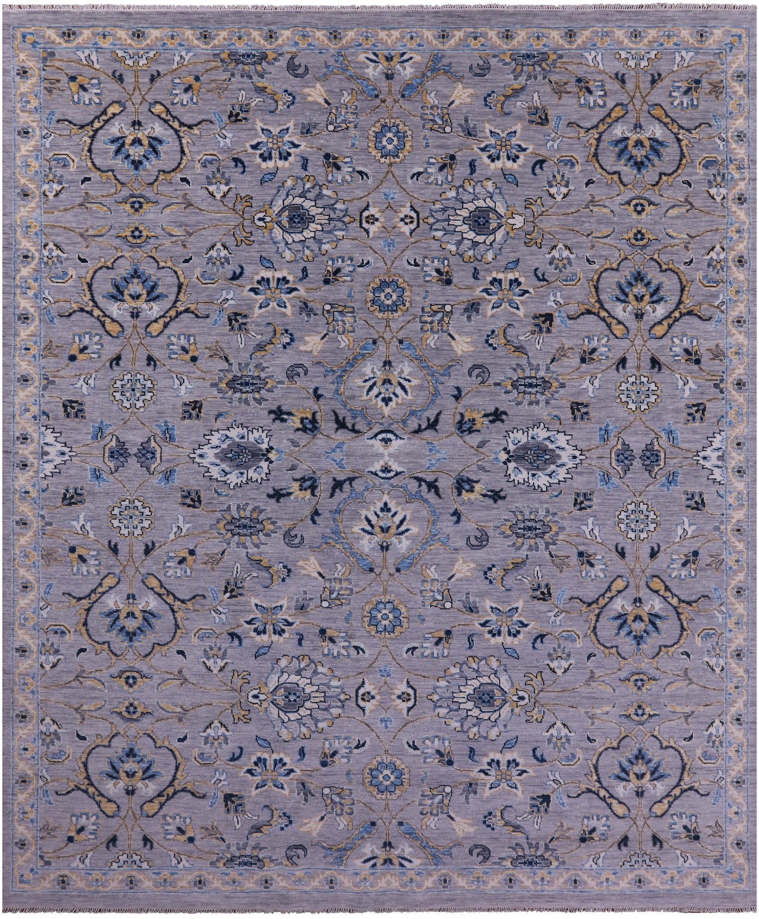 Grey Persian Tabriz Handmade Wool Rug - 12' 1" X 14' 9" - Golden Nile