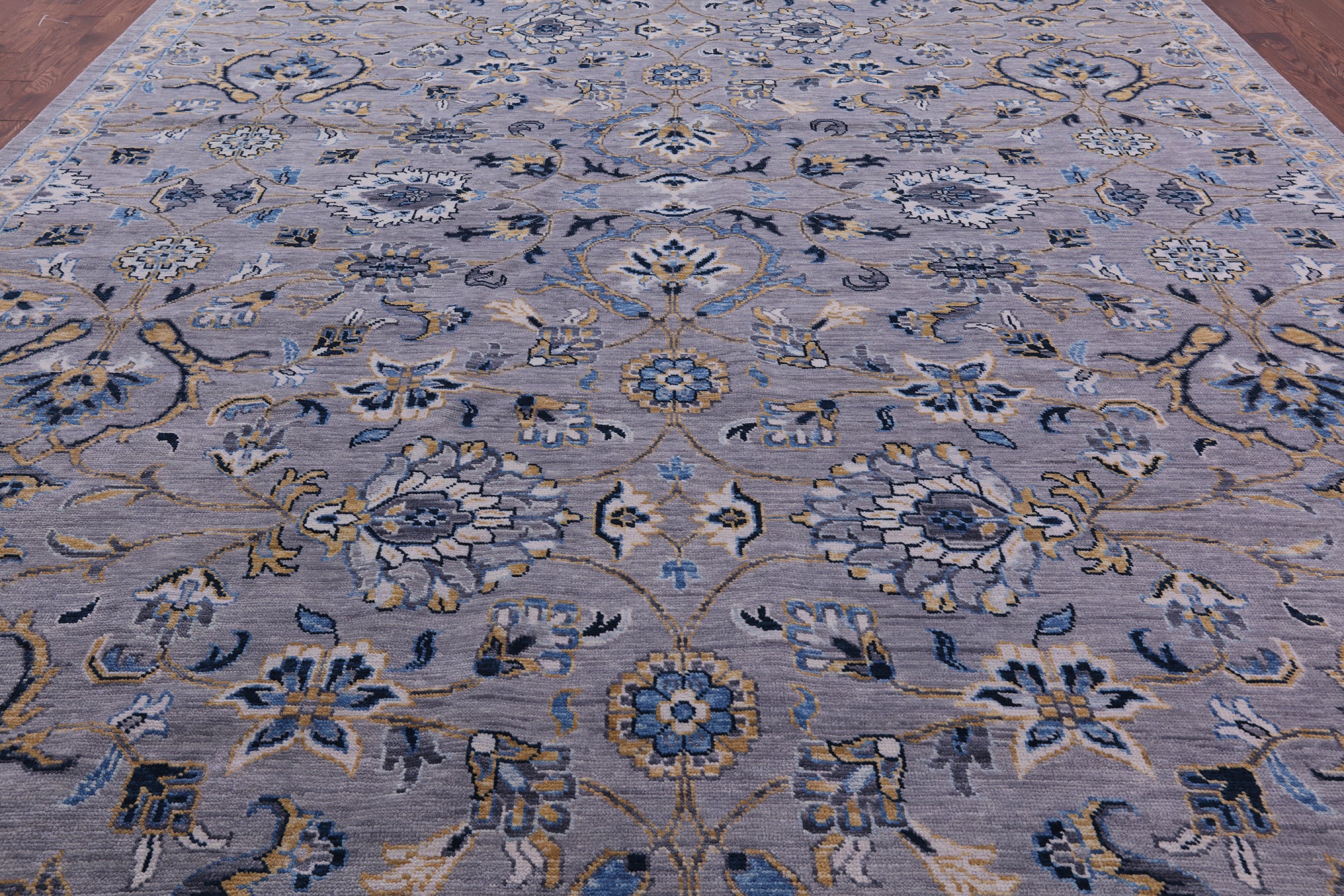 Grey Persian Tabriz Handmade Wool Rug - 12' 1" X 14' 9" - Golden Nile