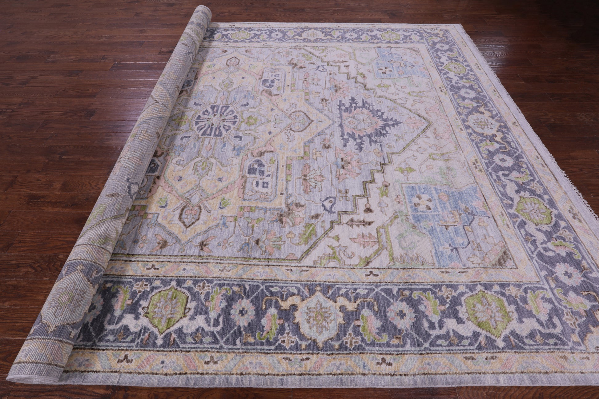 Grey Persian Fine Serapi Hand Knotted Wool Rug - 10' 1" X 13' 10" - Golden Nile