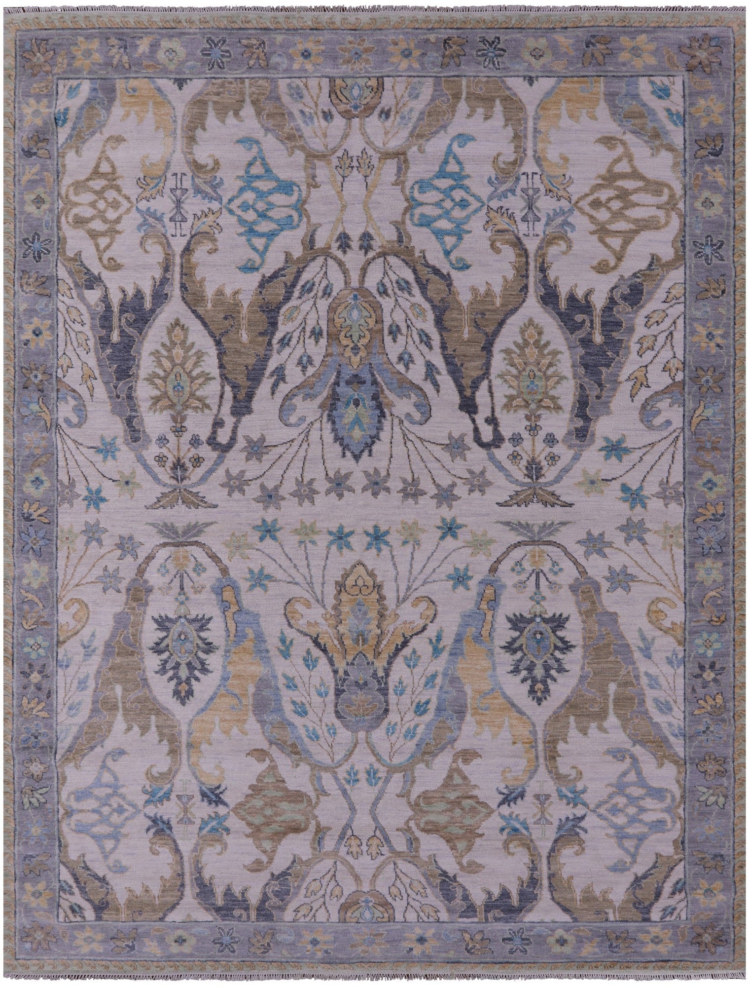 Grey Turkish Oushak Hand Knotted Wool Rug - 10' 2" X 13' 7" - Golden Nile