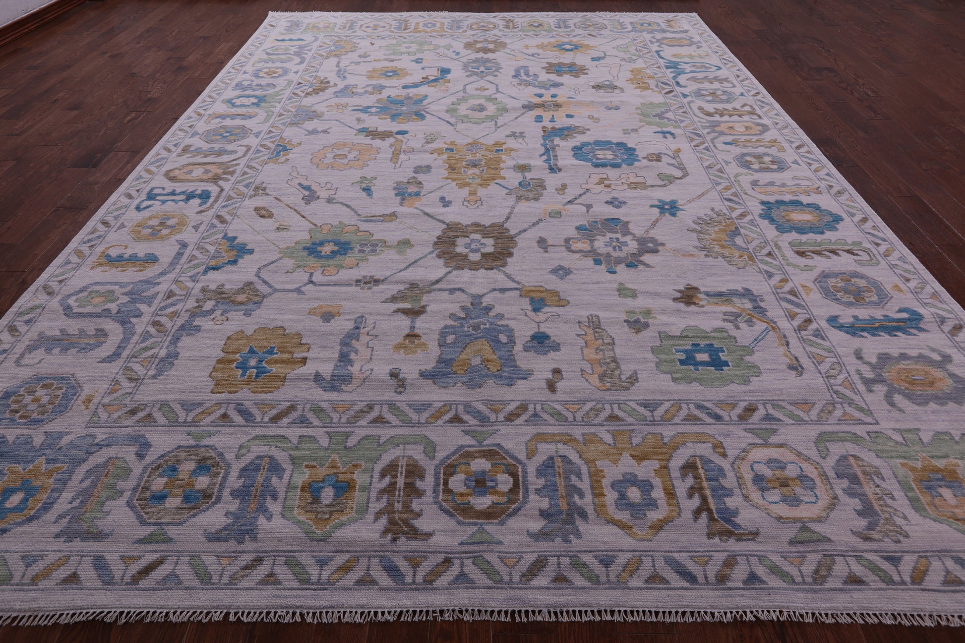 Grey Turkish Oushak Hand Knotted Wool Rug - 10' 3" X 14' 2" - Golden Nile