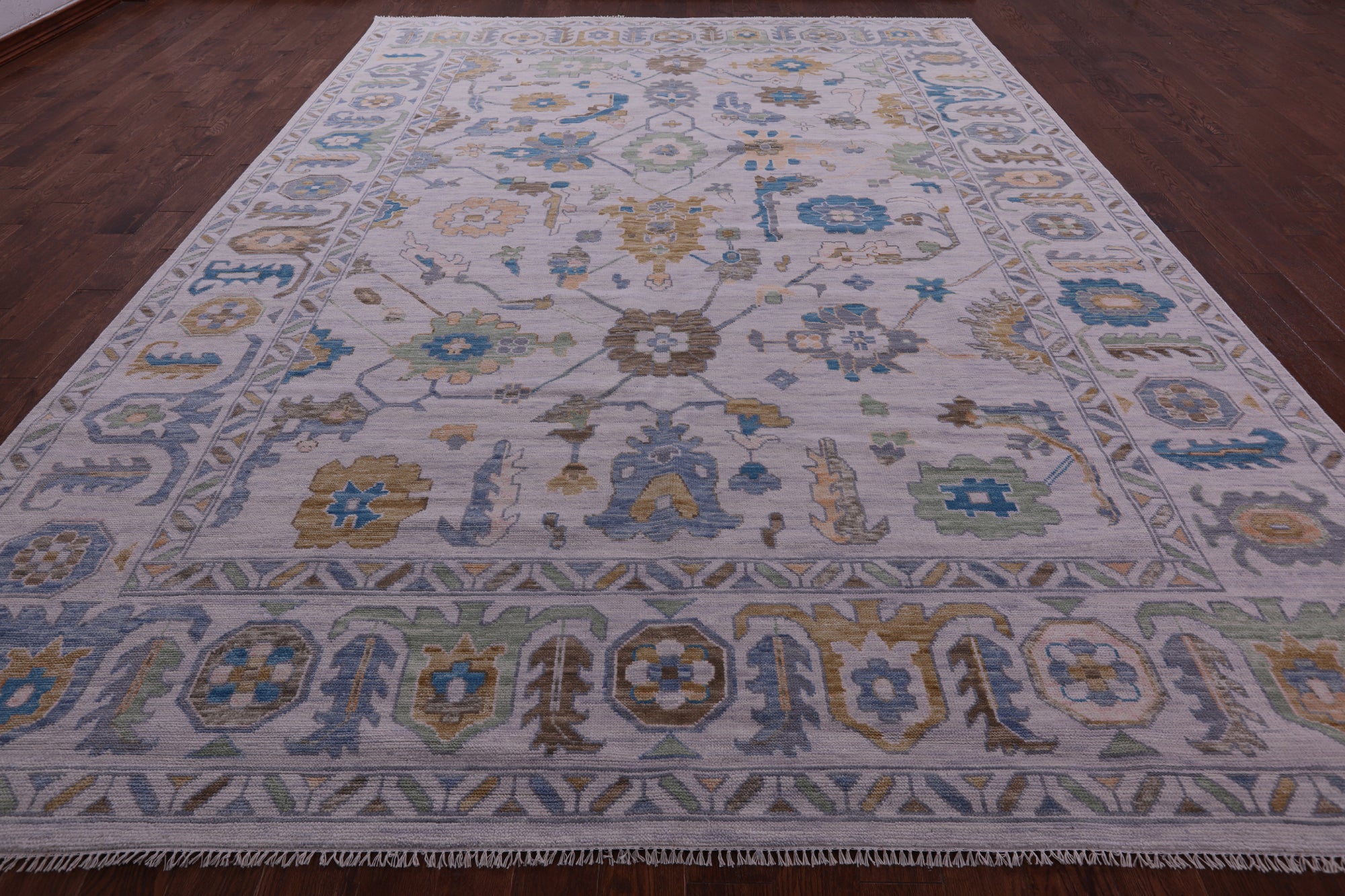 Grey Turkish Oushak Hand Knotted Wool Rug - 10' 3" X 14' 2" - Golden Nile