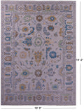 Grey Turkish Oushak Hand Knotted Wool Rug - 10' 3" X 14' 2" - Golden Nile