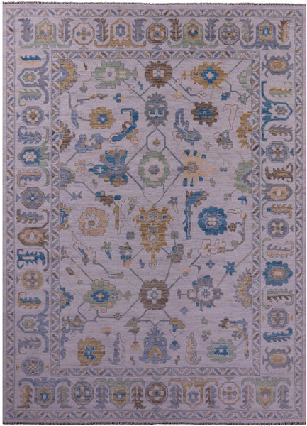 Grey Turkish Oushak Hand Knotted Wool Rug - 10' 3" X 14' 2" - Golden Nile