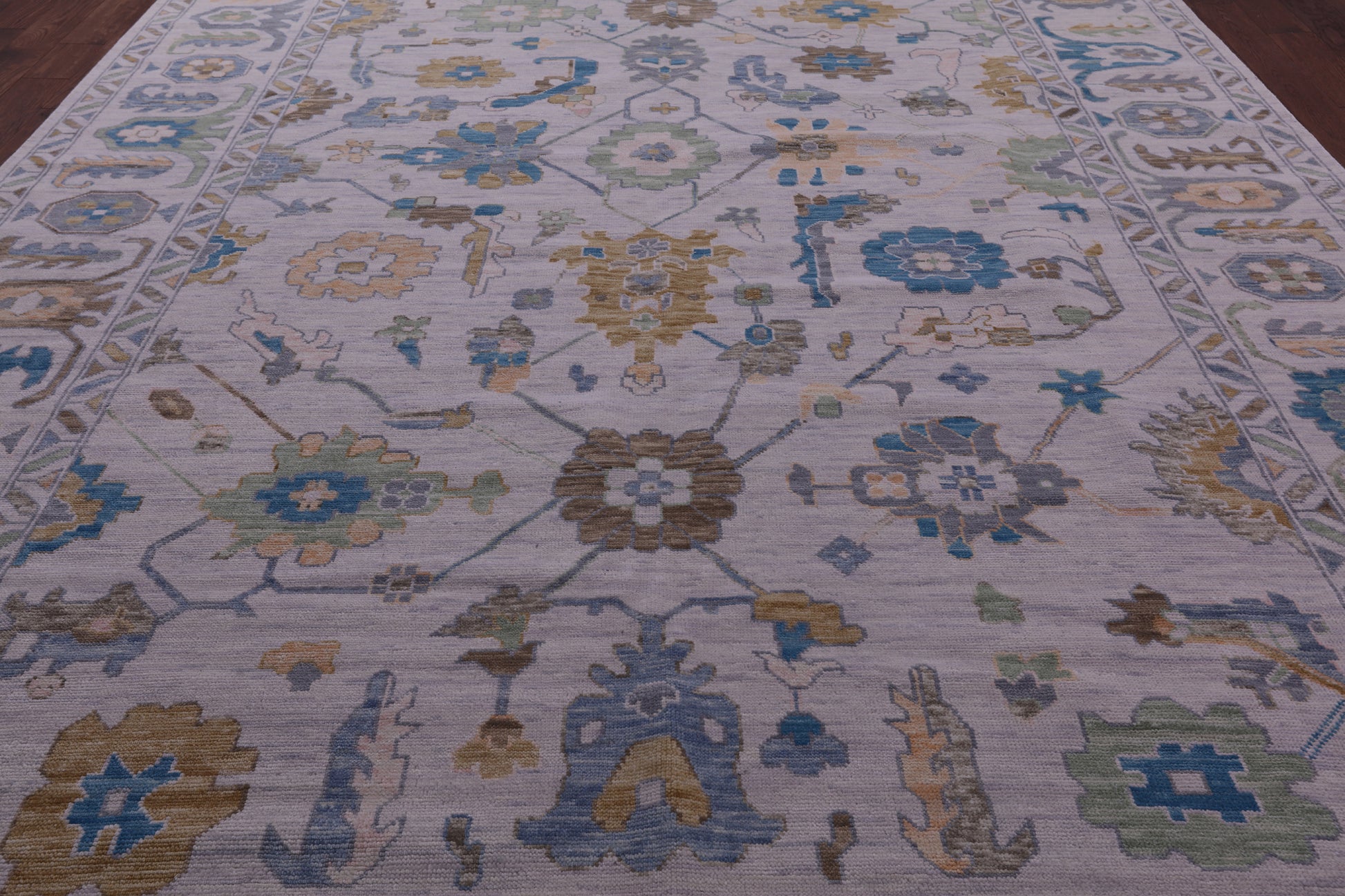 Grey Turkish Oushak Hand Knotted Wool Rug - 10' 3" X 14' 2" - Golden Nile