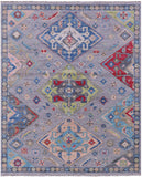 Grey Kazak Hand Knotted Wool Rug - 8' 1" X 9' 11" - Golden Nile