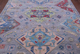 Grey Kazak Hand Knotted Wool Rug - 8' 1" X 9' 11" - Golden Nile
