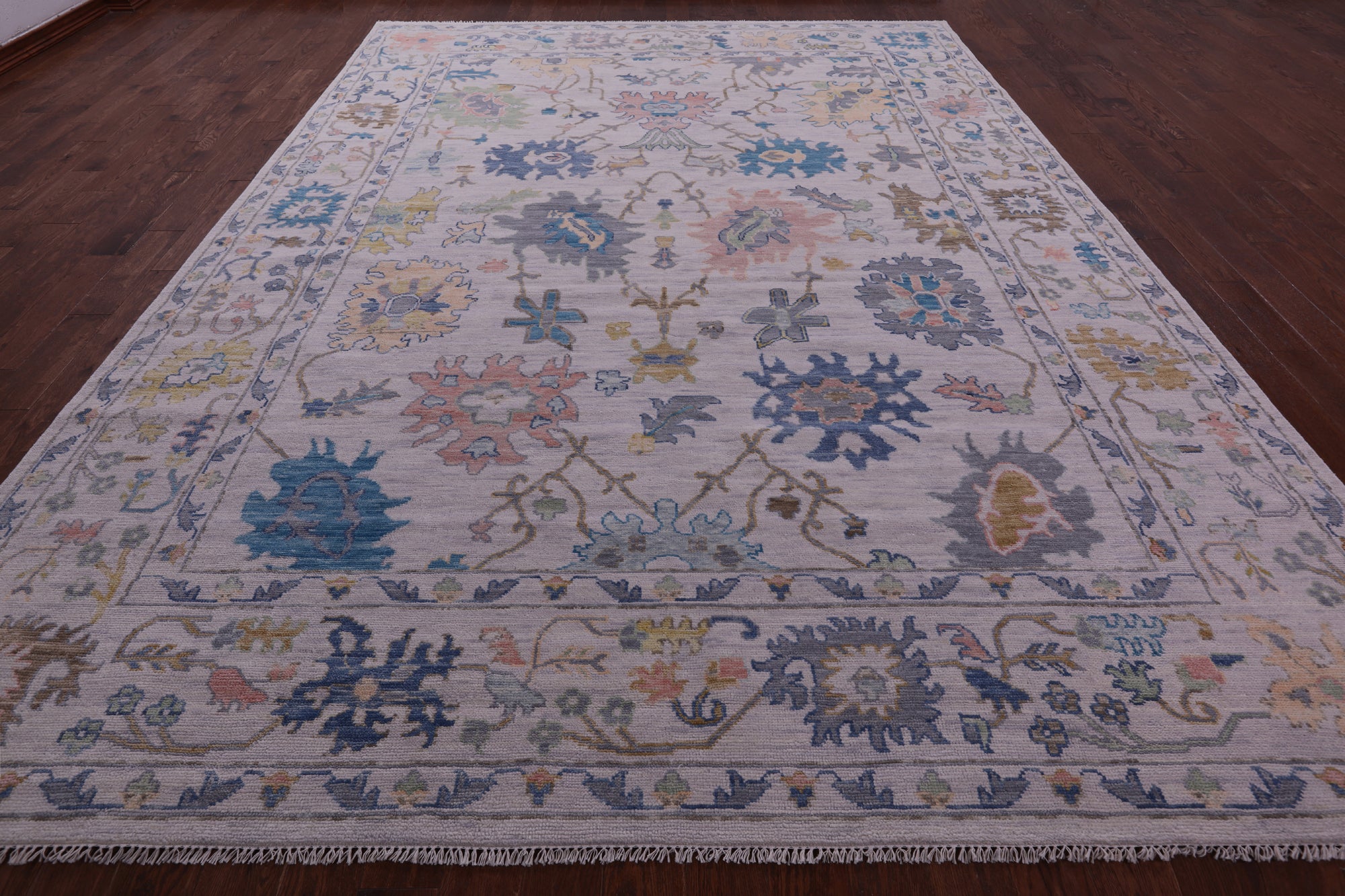 Ivory Turkish Oushak Hand Knotted Wool Rug - 10' 2" X 14' 0" - Golden Nile