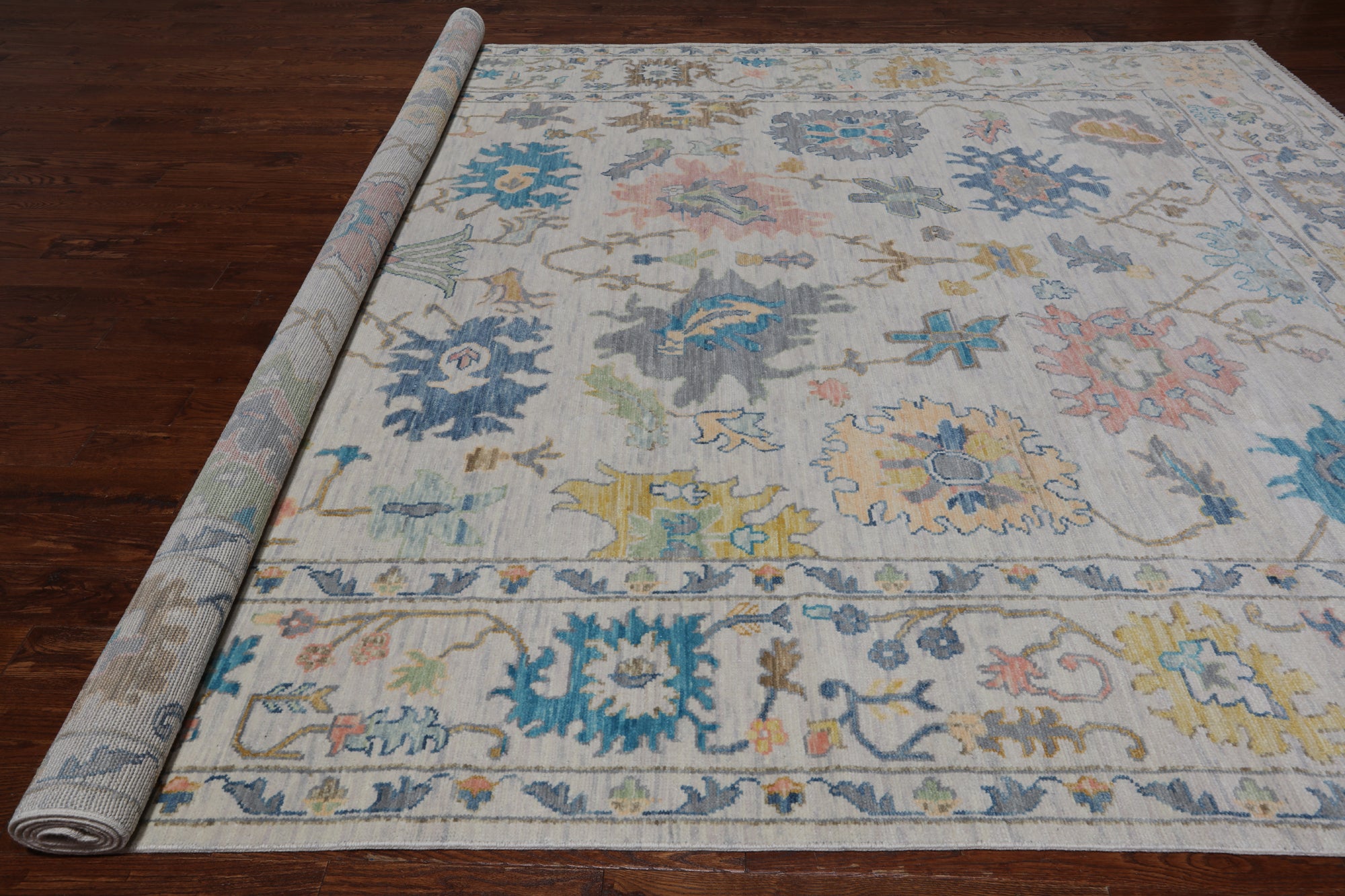 SUPER SALE Ivory Turkish Oushak Hand Knotted Wool Rug - 10' 2" X 14' 0"