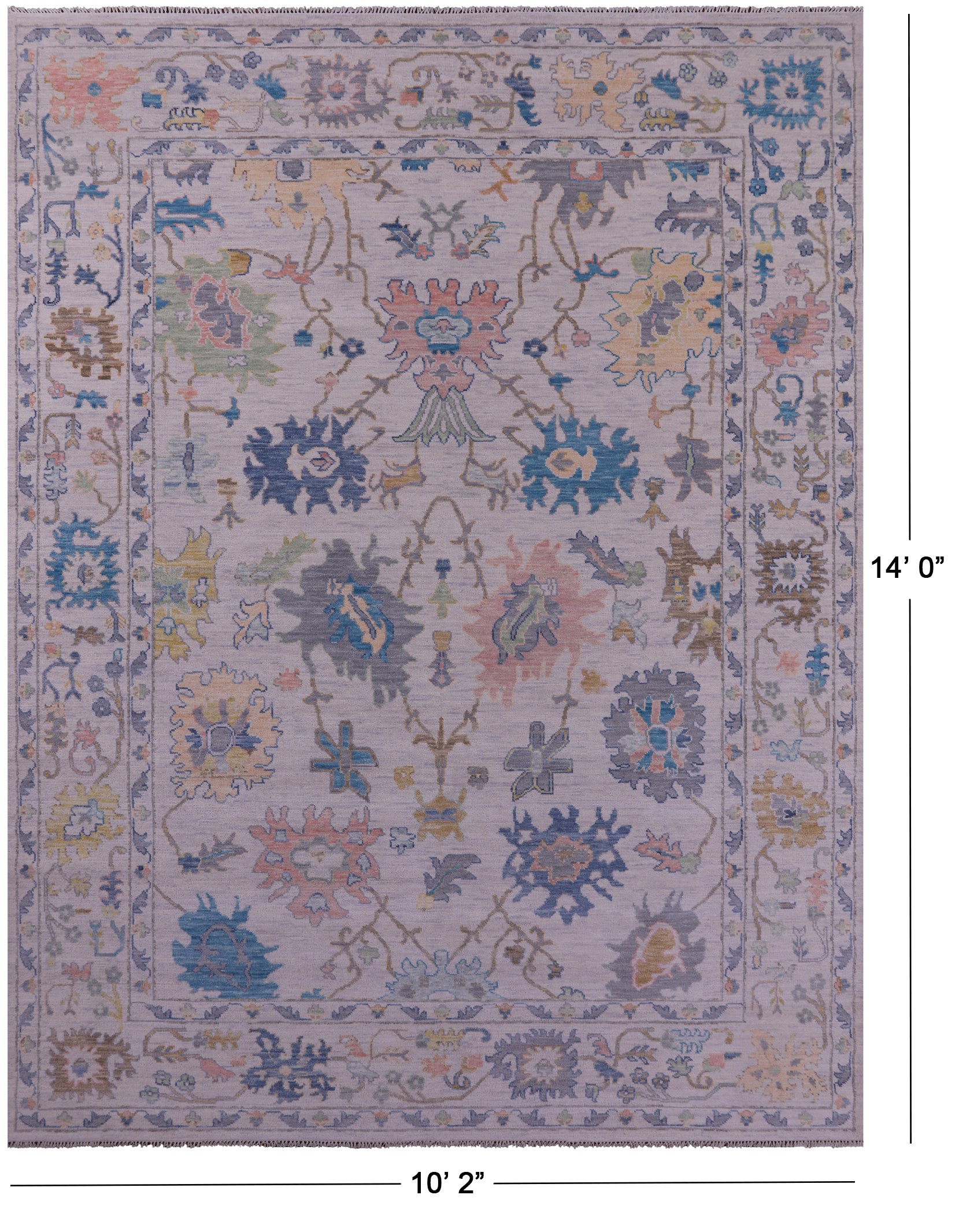 Ivory Turkish Oushak Hand Knotted Wool Rug - 10' 2" X 14' 0" - Golden Nile