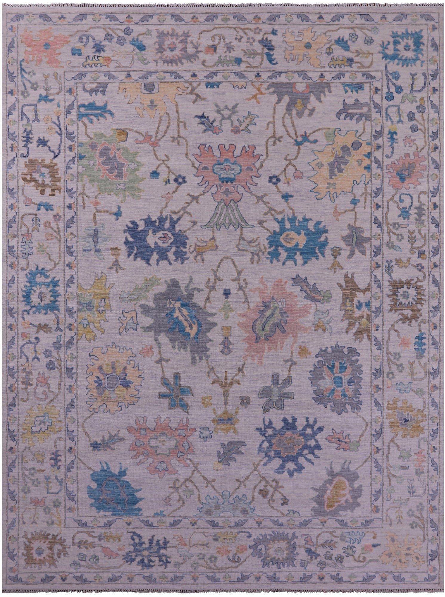 Ivory Turkish Oushak Hand Knotted Wool Rug - 10' 2" X 14' 0" - Golden Nile