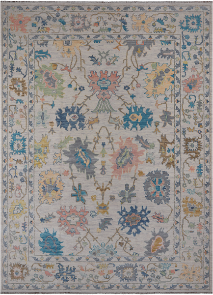 SUPER SALE Ivory Turkish Oushak Hand Knotted Wool Rug - 10' 2" X 14' 0"
