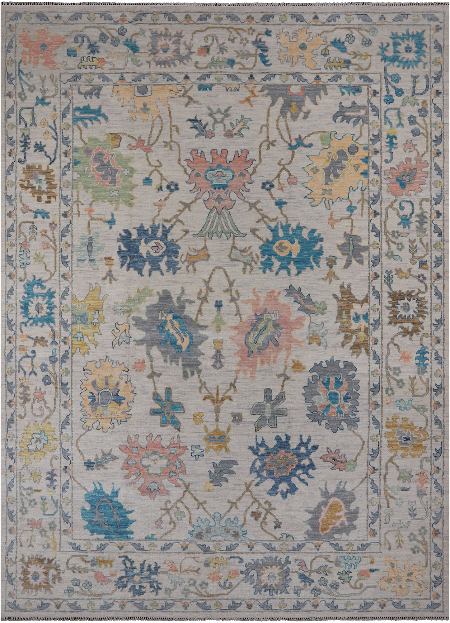 SUPER SALE Ivory Turkish Oushak Hand Knotted Wool Rug - 10' 2" X 14' 0"