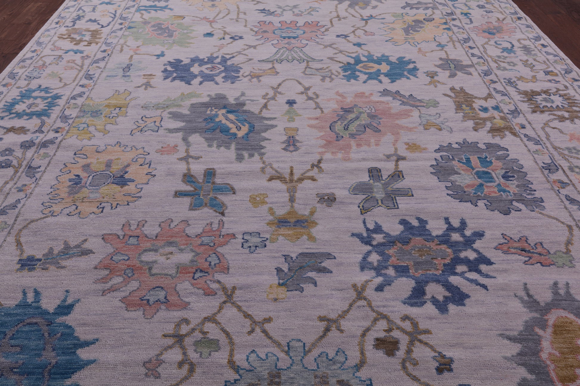 Ivory Turkish Oushak Hand Knotted Wool Rug - 10' 2" X 14' 0" - Golden Nile