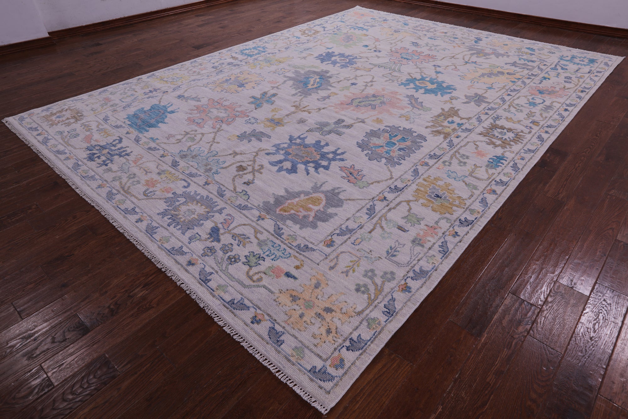 Ivory Turkish Oushak Hand Knotted Wool Rug - 10' 2" X 14' 0" - Golden Nile