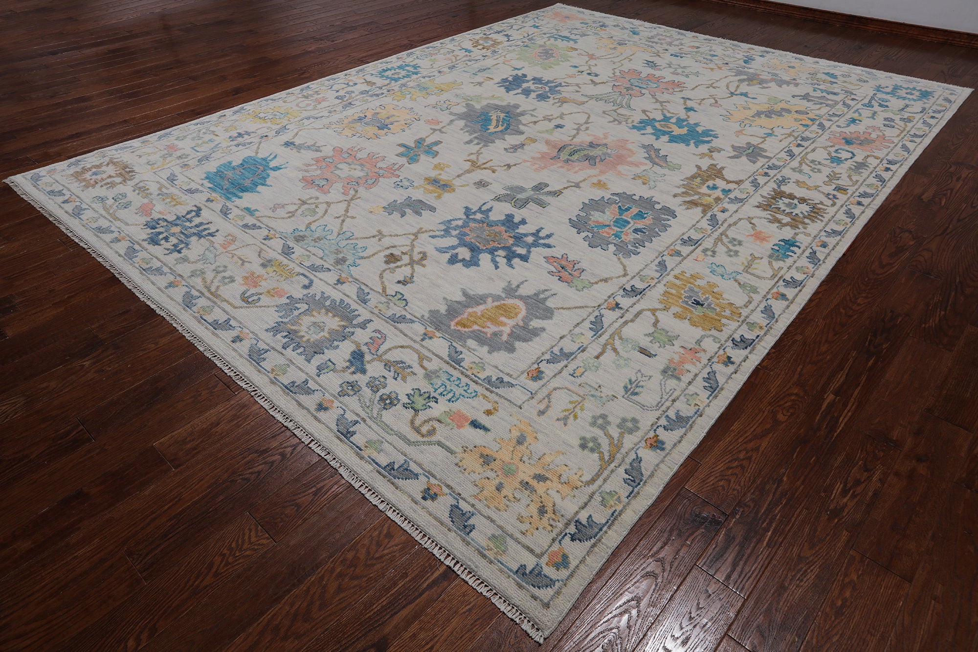 SUPER SALE Ivory Turkish Oushak Hand Knotted Wool Rug - 10' 2" X 14' 0"