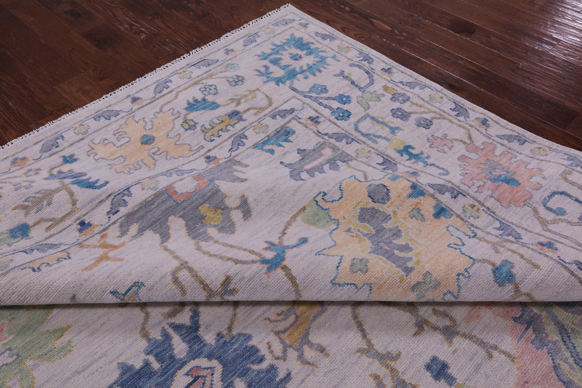 Ivory Turkish Oushak Hand Knotted Wool Rug - 10' 2" X 14' 0" - Golden Nile