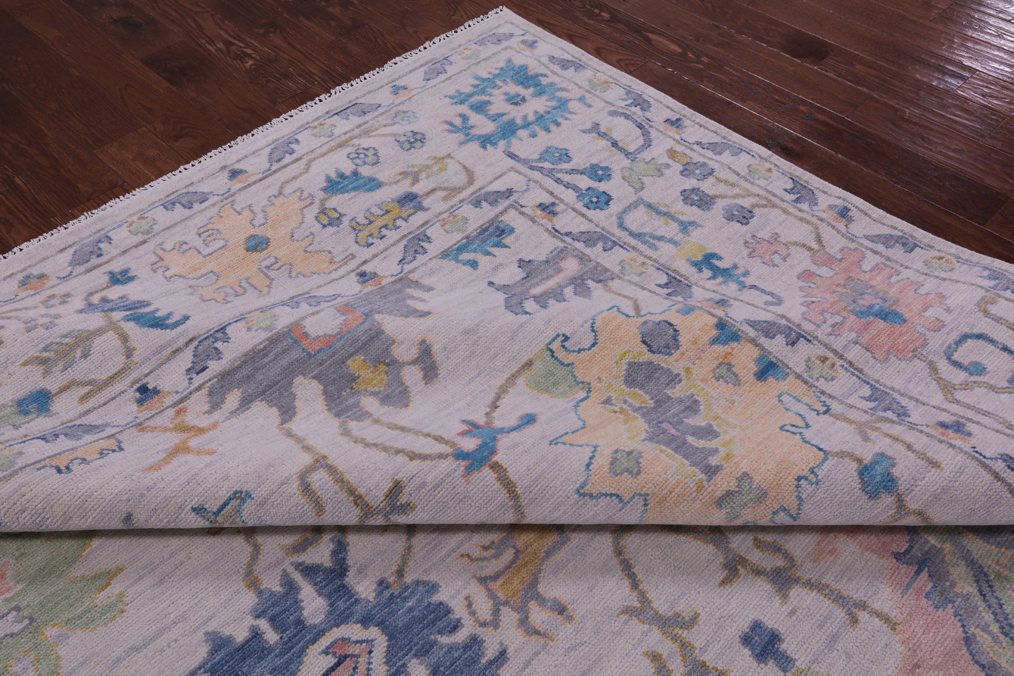 Ivory Turkish Oushak Hand Knotted Wool Rug - 10' 2" X 14' 0" - Golden Nile