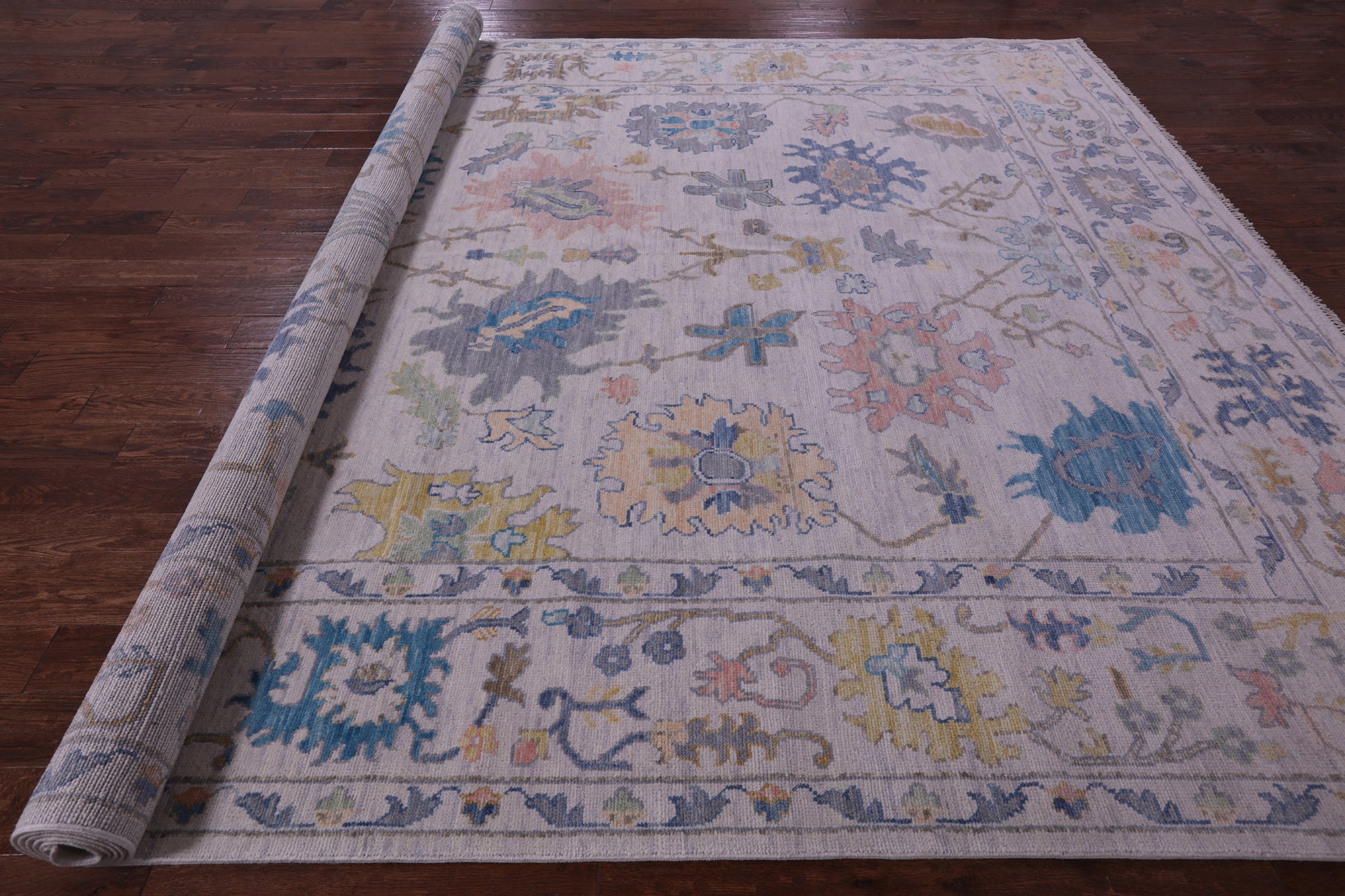 Ivory Turkish Oushak Hand Knotted Wool Rug - 10' 2" X 14' 0" - Golden Nile