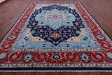 Blue Persian Fine Serapi Hand Knotted Wool Rug - 10' 1" X 13' 11" - Golden Nile