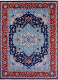 Blue Persian Fine Serapi Hand Knotted Wool Rug - 10' 1" X 13' 11" - Golden Nile