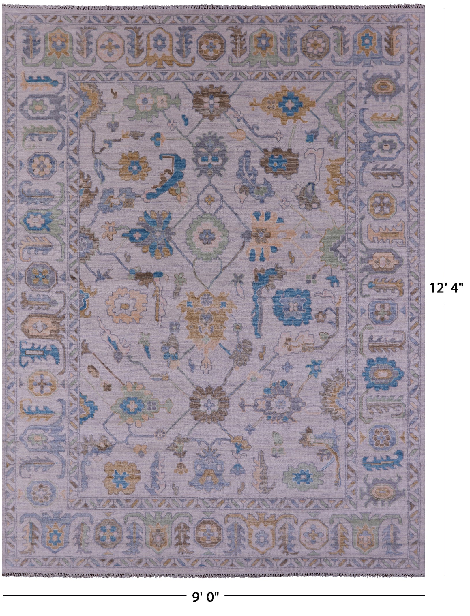 Grey Turkish Oushak Hand Knotted Wool Rug - 9' 0" X 12' 4" - Golden Nile
