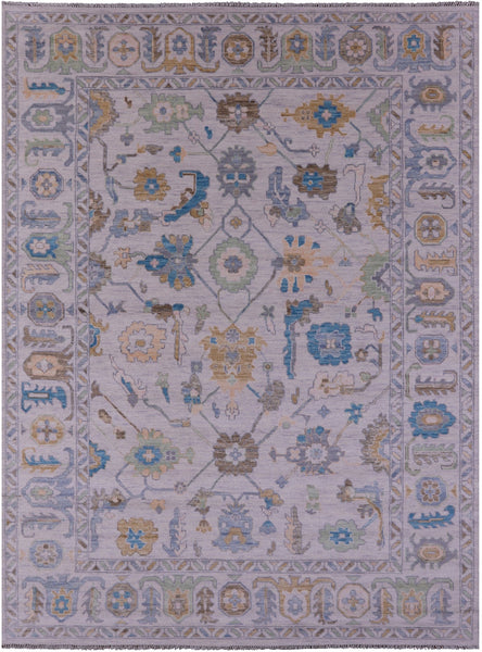 Grey Turkish Oushak Hand Knotted Wool Rug - 9' 0" X 12' 4" - Golden Nile