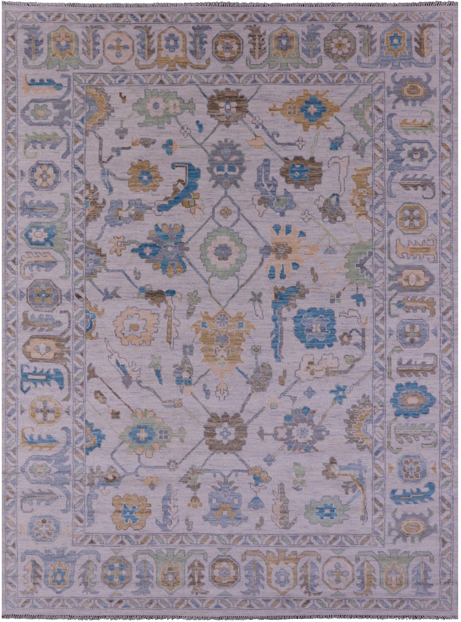 Grey Turkish Oushak Hand Knotted Wool Rug - 9' 0" X 12' 4" - Golden Nile