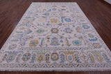Grey Turkish Oushak Hand Knotted Wool Rug - 9' 0" X 12' 4" - Golden Nile