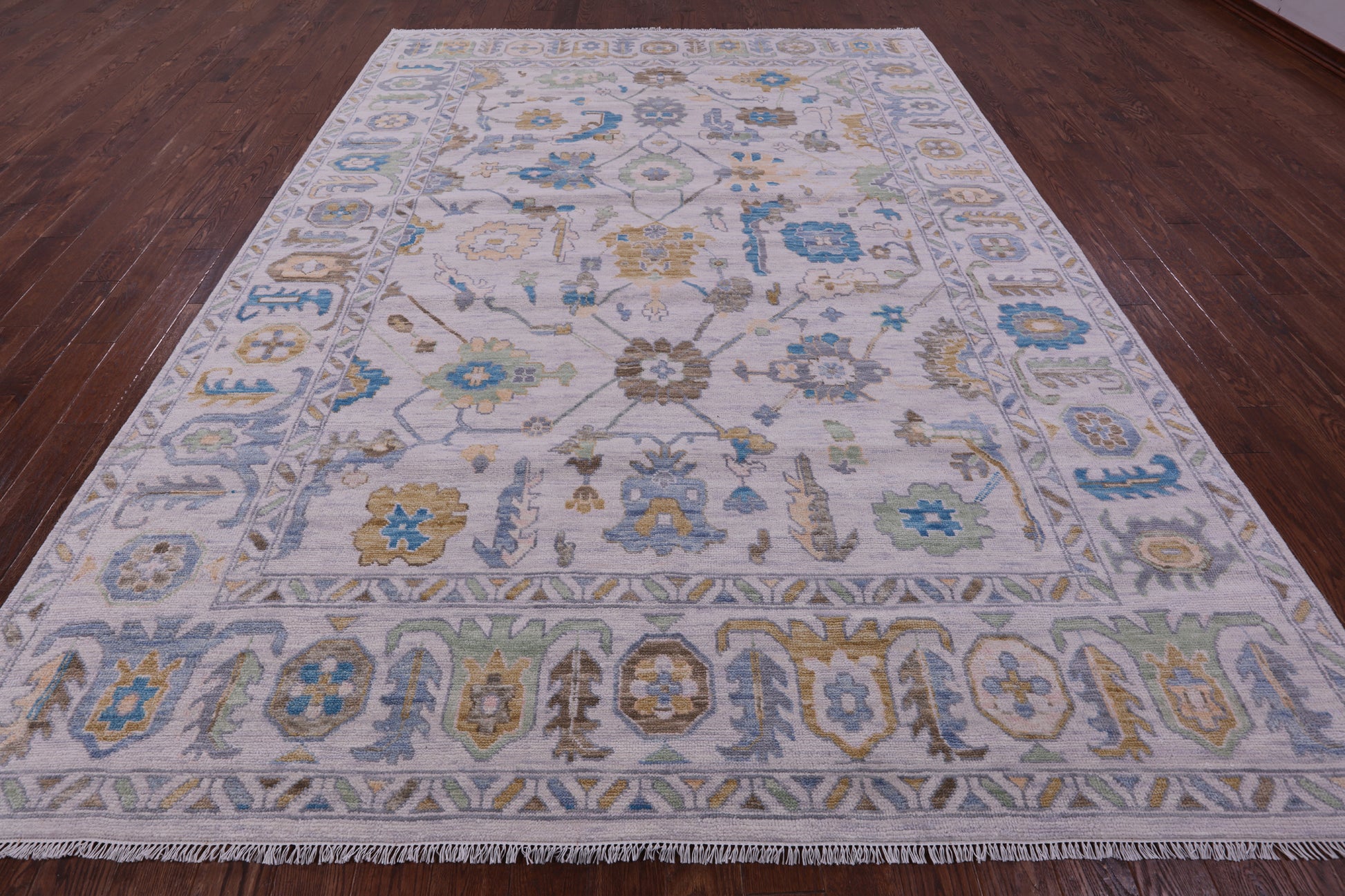 Grey Turkish Oushak Hand Knotted Wool Rug - 9' 0" X 12' 4" - Golden Nile