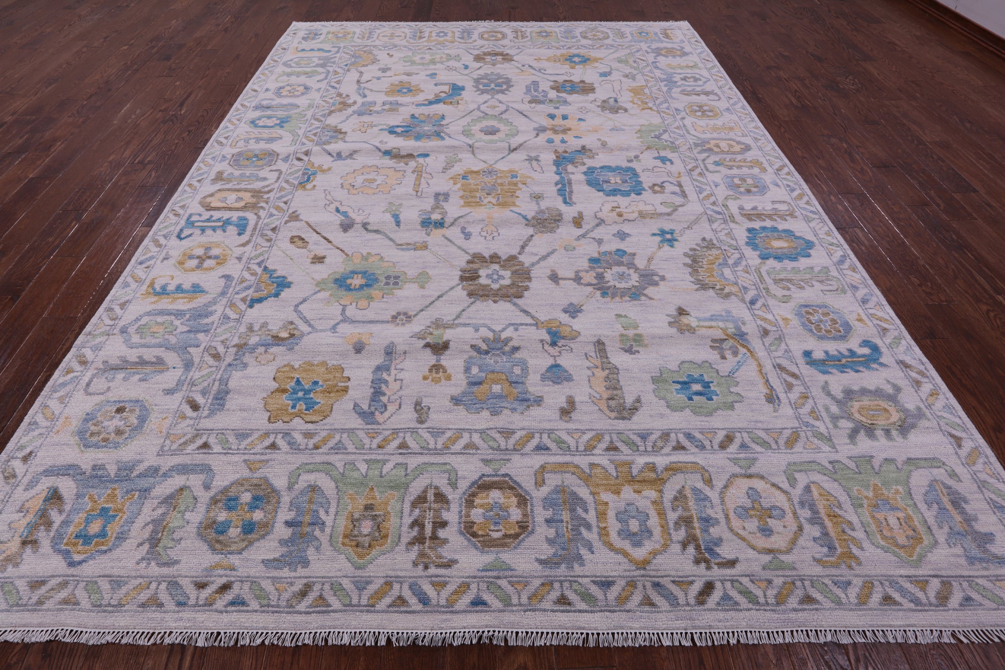 Grey Turkish Oushak Hand Knotted Wool Rug - 9' 0" X 12' 4" - Golden Nile