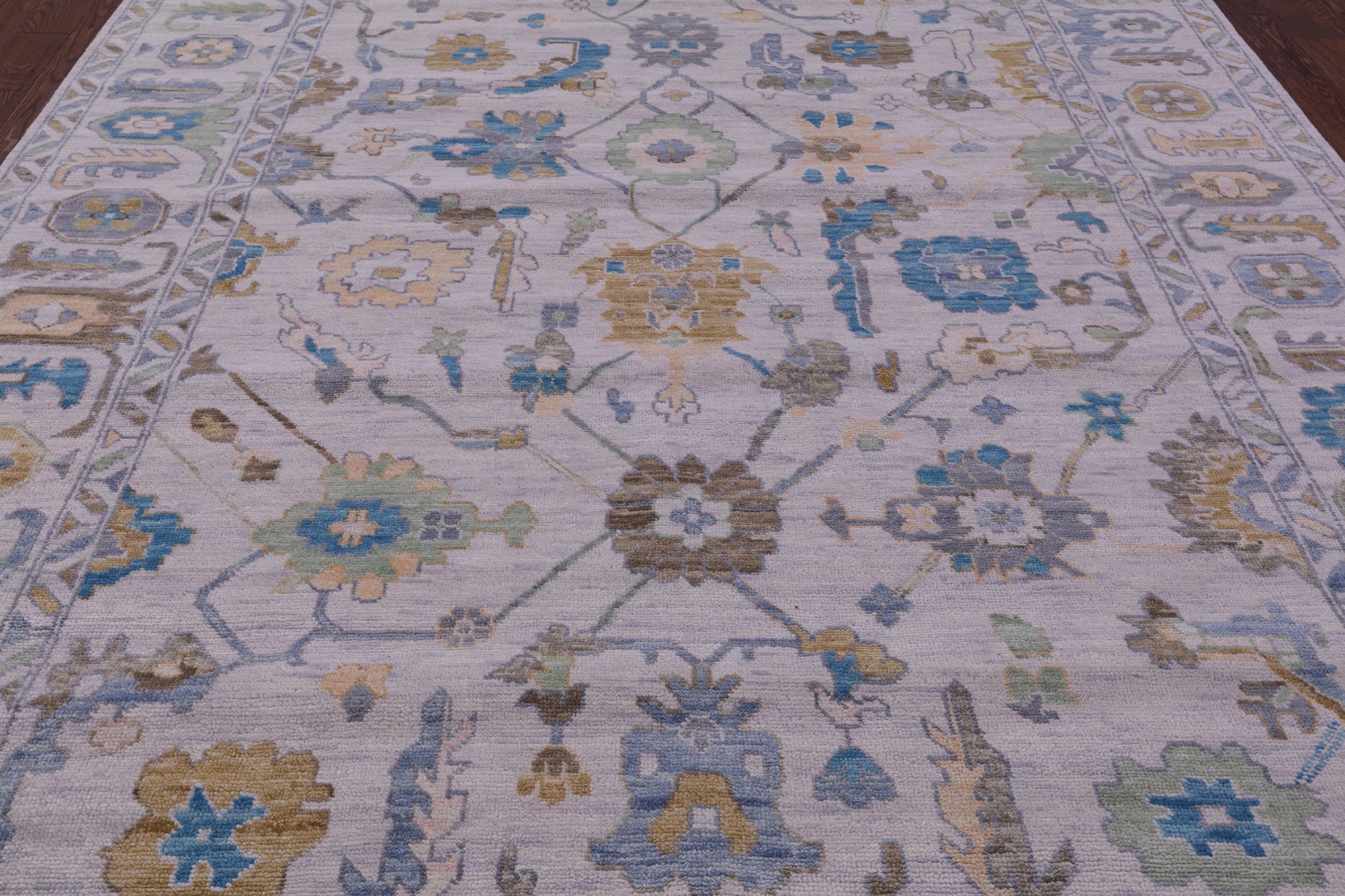 Grey Turkish Oushak Hand Knotted Wool Rug - 9' 0" X 12' 4" - Golden Nile