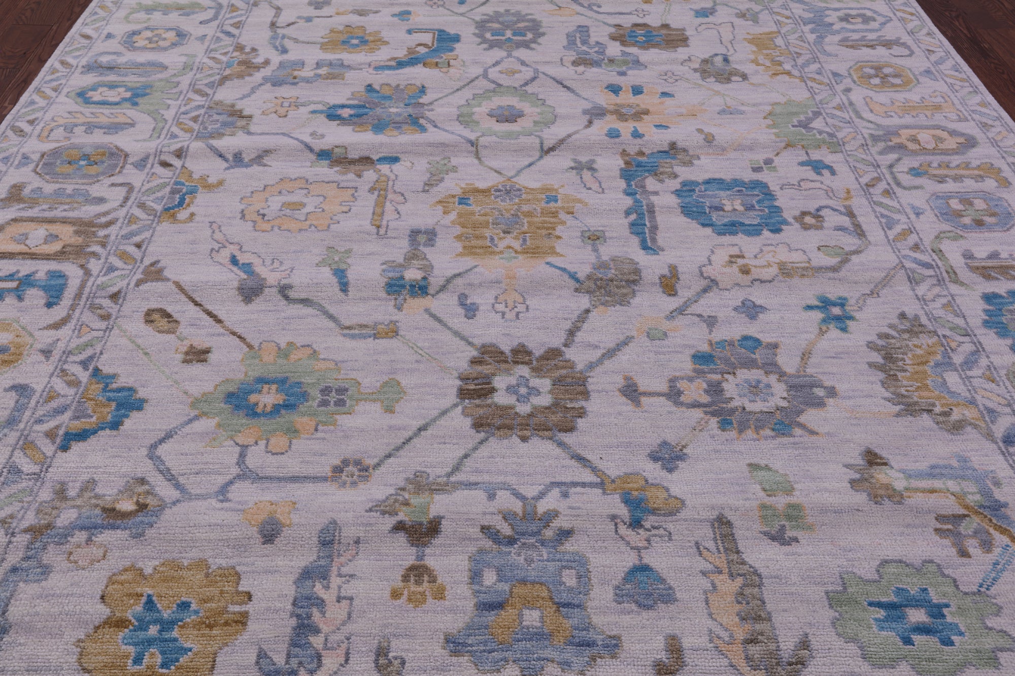 Grey Turkish Oushak Hand Knotted Wool Rug - 9' 0" X 12' 4" - Golden Nile